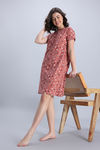 Zivame Knit Cotton Mid Length Nightdress - Coral Almond — thumbnail 2
