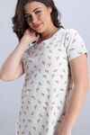 Zivame Knit Cotton Mid Length Nightdress - Marshmallow — thumbnail 5