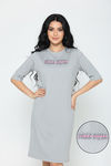 Zivame Knit Cotton Knee Length Nightdress - Grey Melange — thumbnail 1