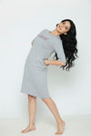 Zivame Knit Cotton Knee Length Nightdress - Grey Melange — thumbnail 2