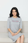 Zivame Knit Cotton Knee Length Nightdress - Grey Melange — thumbnail 4