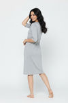 Zivame Knit Cotton Knee Length Nightdress - Grey Melange — thumbnail 5