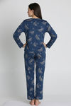 Zivame Knit Poly Pyjama Set - Beacon Blue — thumbnail 3