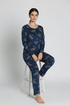 Zivame Knit Poly Pyjama Set - Beacon Blue — thumbnail 4