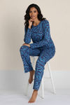 Zivame Knit Poly Pyjama Set - Nebulas Blue — thumbnail 4