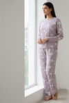 Zivame Knit Poly Pyjama Set - Raisin — thumbnail 1