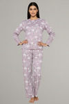 Zivame Knit Poly Pyjama Set - Raisin — thumbnail 2