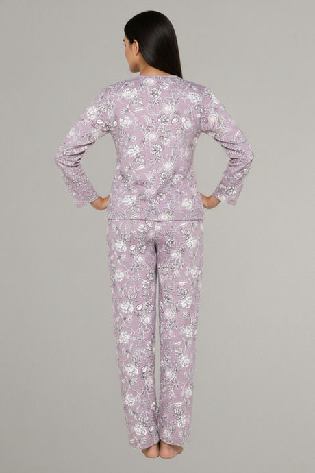 Zivame Knit Poly Pyjama Set - Raisin — image 3
