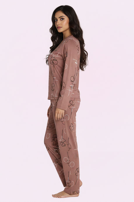 Zivame Knit Poly Pyjama Set - Rose Brown — image 2