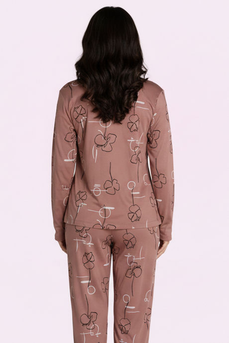 Zivame Knit Poly Pyjama Set - Rose Brown — image 3