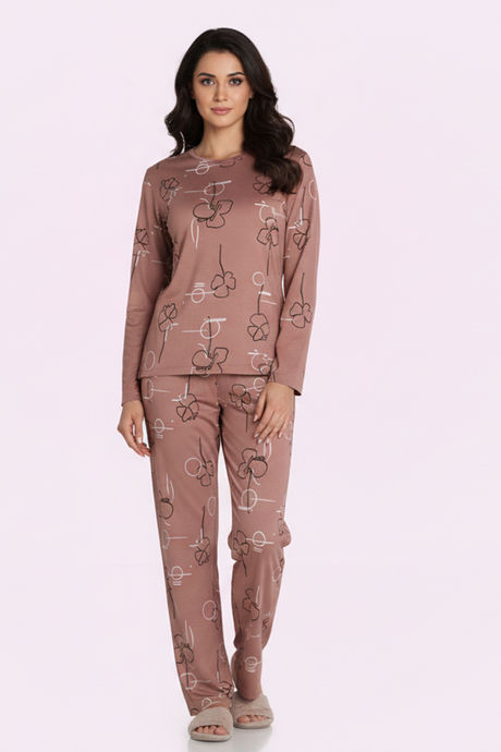 Zivame Knit Poly Pyjama Set - Rose Brown — image 4