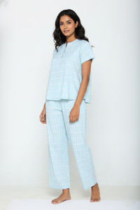 Zivame Woven Pyjama Set - Blue Glow — thumbnail 5