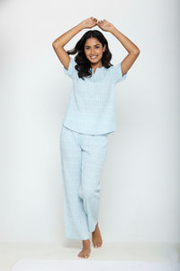 Zivame Woven Pyjama Set - Blue Glow — thumbnail 6