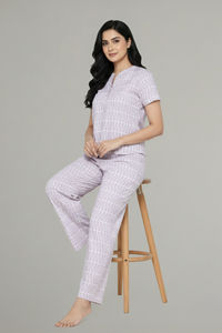 Zivame Woven Pyjama Set - Chalk Pink — thumbnail 4