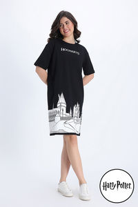 Zivame Harry Potter Knit Cotton Loungewear Dress - Black Beauty — thumbnail 2