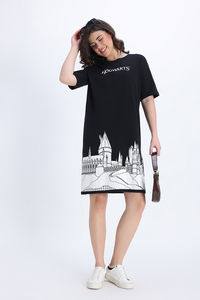 Zivame Harry Potter Knit Cotton Loungewear Dress - Black Beauty — thumbnail 5
