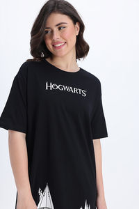 Zivame Harry Potter Knit Cotton Loungewear Dress - Black Beauty — thumbnail 6