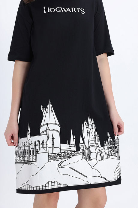 Zivame Harry Potter Knit Cotton Loungewear Dress - Black Beauty — image 7