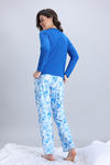 Zivame Knit Poly Pyjama Set - Cerulean — thumbnail 3