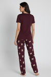 Zivame Knit Cotton Pyjama Set - Fig — thumbnail 3