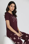 Zivame Knit Cotton Pyjama Set - Fig — thumbnail 5