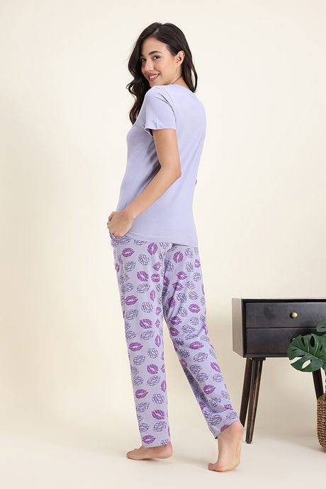 Zivame Knit Cotton Pyjama Set - Wisteria — image 4