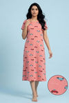 Zivame Farm Lore Knit Cotton Mid Length Nightdress - Peaches — thumbnail 1