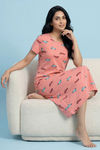Zivame Farm Lore Knit Cotton Mid Length Nightdress - Peaches — thumbnail 3