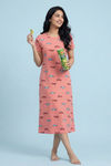 Zivame Farm Lore Knit Cotton Mid Length Nightdress - Peaches — thumbnail 4