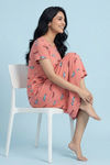 Zivame Farm Lore Knit Cotton Mid Length Nightdress - Peaches — thumbnail 5