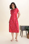 Zivame Farm Lore Knit Cotton Mid Length Nightdress - Poinsettia — thumbnail 2