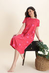 Zivame Farm Lore Knit Cotton Mid Length Nightdress - Poinsettia — thumbnail 4