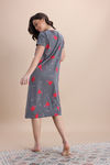 Zivame Farm Lore Knit Cotton Mid Length Nightdress - Steel Grey — thumbnail 3