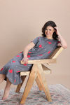 Zivame Farm Lore Knit Cotton Mid Length Nightdress - Steel Grey — thumbnail 4