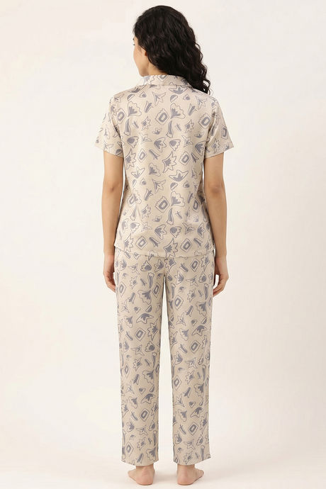 Zivame Satin Pyjama Set - Parchment — image 3
