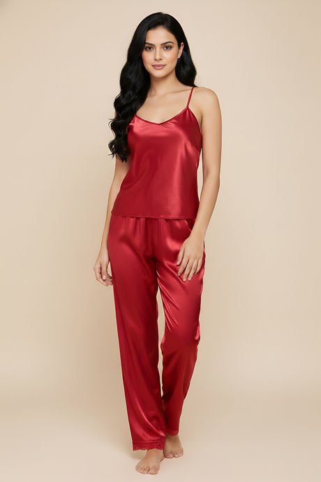 Zivame Satin Pyjama Set - Red — image 2