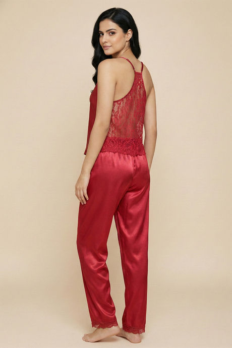 Zivame Satin Pyjama Set - Red — image 3