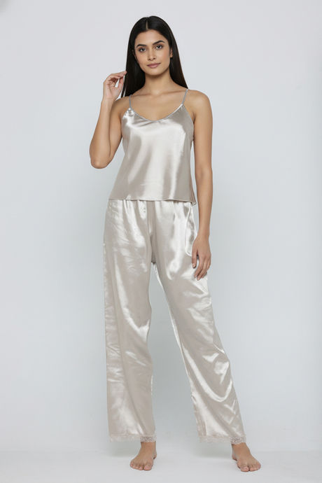 Zivame Satin Pyjama Set - Silver — image 5
