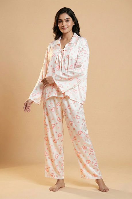 Zivame Satin Pyjama Set - Heart Print — image 2