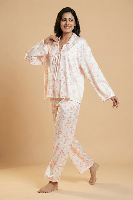 Zivame Satin Pyjama Set - Heart Print — image 4