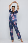 Zivame Satin Pyjama Set - Navy Floral — thumbnail 2