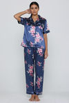 Zivame Satin Pyjama Set - Navy Floral — thumbnail 4