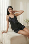 Zivame Satin Sleep Short Set - Black — thumbnail 1