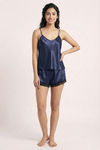 Zivame Satin Sleep Short Set - Dark Blue — thumbnail 3