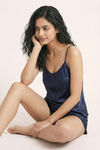 Zivame Satin Sleep Short Set - Dark Blue — thumbnail 6