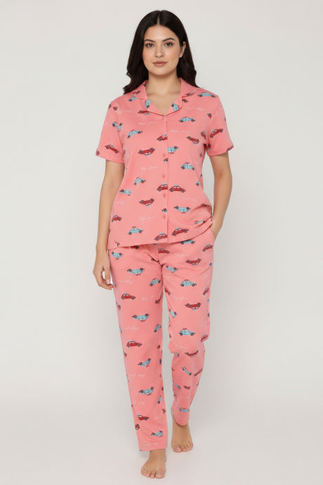 Zivame Farm Lore Knit Cotton Pyjama Set - Peaches — image 4