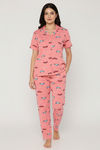 Zivame Farm Lore Knit Cotton Pyjama Set - Peaches — thumbnail 4