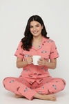 Zivame Farm Lore Knit Cotton Pyjama Set - Peaches — thumbnail 5
