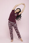 Zivame Farm Lore Knit Cotton Pyjama Set - Fig — thumbnail 3