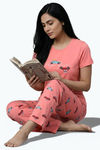 Zivame Farm Lore Knit Cotton Pyjama Set - Peaches — thumbnail 4